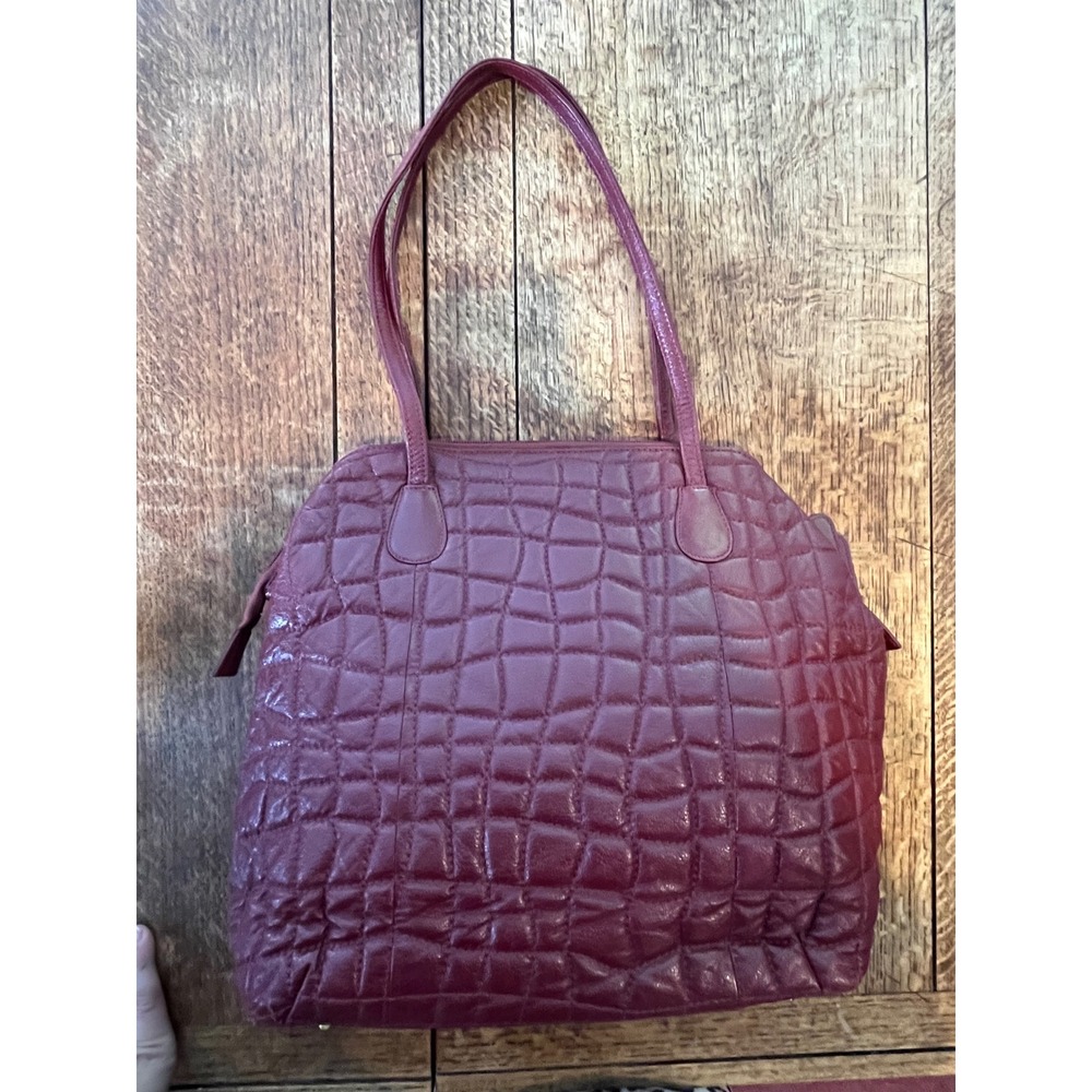 CHI by Falchi quilted lamb leather burgundy satchel purse